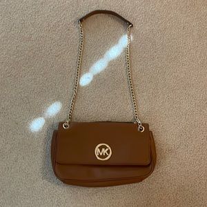 Michael Kors Cognac Shoulder Bag with Gold Detailing